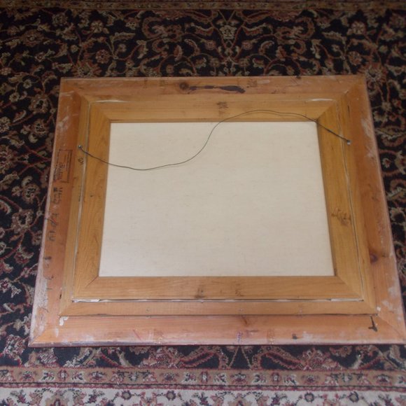 Vintage Snow Scene oil painting in wood frame - Picture 4 of 4